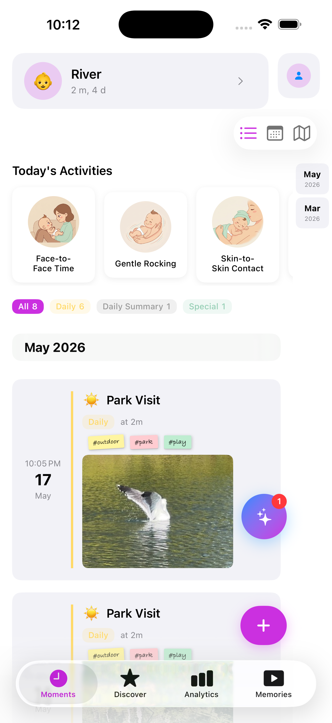 Timeline with activities